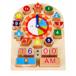 Ceas pentru invatare, confectionat din lemn, jucarie educativa pentru copii