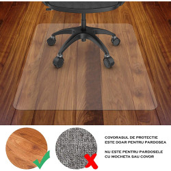 Covoras protectie pardoseala, sub scaunul de birou, 120x90 cm, PVC transparent cu grosime de 0.5 mm