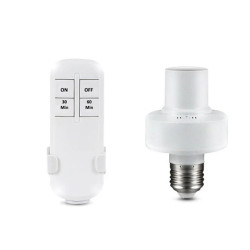 Soclu cu telecomanda pentru bec UV, E27, temporizator, alb