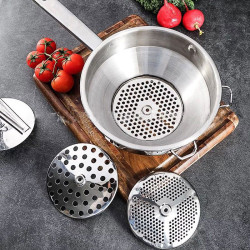 Masina de pasat rosii, 3 site interschimbabile, diametru 24 cm, inox alimentar