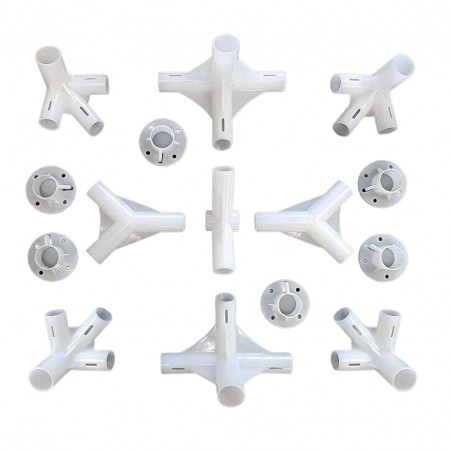 Conectori pentru montaj pavilion de gradina 3x6 m, 15 piese din ABS, alb
