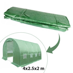 Folie protectie pentru solar 4x2.5x2 m, 8 ferestre cu plase anti-insecte, PE 140g/mp, verde