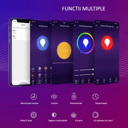 Banda LED RGB Smart Wi-Fi iOS, Android, 2.8 m, control vocal, sincronizare muzica, configurare simpla