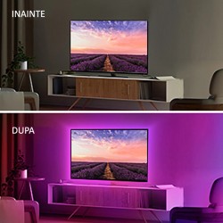 Banda LED RGB Smart Wi-Fi iOS, Android, 2.8 m, control vocal, sincronizare muzica, configurare simpla