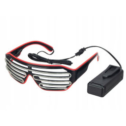 Ochelari Shutter iluminati cu fir El Wire in 2 culori, 3 moduri iluminare, accesoriu party