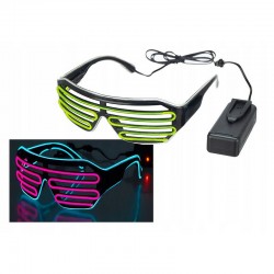 Ochelari Shutter iluminati cu fir El Wire in 2 culori, 3 moduri iluminare, accesoriu party
