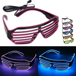 Ochelari Shutter iluminati cu fir El Wire in 2 culori, 3 moduri iluminare, accesoriu party