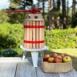 Teasc pentru struguri, 18 litri, presa din metal, cos lemn, filtru, 39 x 38.5 x 19 cm