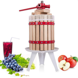 Teasc pentru struguri, 18 litri, presa din metal, cos lemn, filtru, 39 x 38.5 x 19 cm