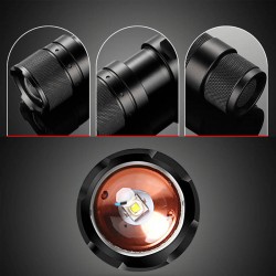 Lanterna LED cu zoom, 10 W, 570 lm, 260m, acumulator, 5 moduri iluminare, aluminiu