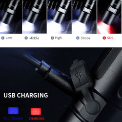 Lanterna LED, pana la 350 m, 2300 lm, acumulator, pana la 480 minute, functie powerbank, aluminiu, negru