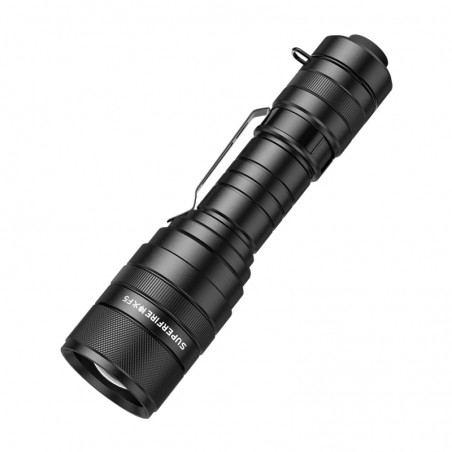 Lanterna Superfire F5, zoom, 10 W. 900 lm, 260 m, 5 moduri, incarcare USB, aluminiu, negru