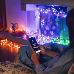 Instalatie smart Twinkly generatia II, 600 LED-uri RGB, Bluetooth, Wi-Fi, control smartphone, lungime 48 m, IP44
