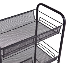 Etajera cu roti, raft cu 4 nivele, metalic, 85x44.5x27 cm, negru