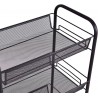 Etajera cu roti, raft cu 4 nivele, metalic, 85x44.5x27 cm, negru