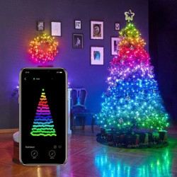 Instalatie smart Twinkly generatia II, 600 LED-uri RGB, Bluetooth, Wi-Fi, control smartphone, lungime 48 m, IP44