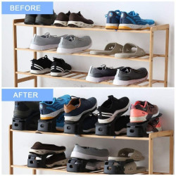 Set 10 organizatoare pentru incaltaminte, inaltime ajustabila, plastic, negru