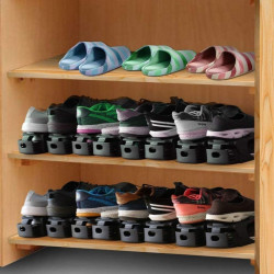 Set 10 organizatoare pentru incaltaminte, inaltime ajustabila, plastic, negru