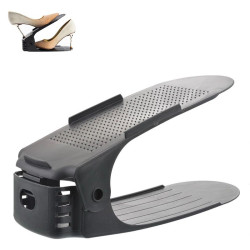 Set 10 organizatoare pentru incaltaminte, inaltime ajustabila, plastic, negru