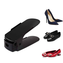 Set 10 organizatoare pentru incaltaminte, inaltime ajustabila, plastic, negru