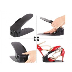 Set 10 organizatoare pentru incaltaminte, inaltime ajustabila, plastic, negru