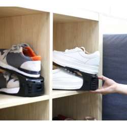 Set 10 organizatoare pentru incaltaminte, inaltime ajustabila, plastic, negru
