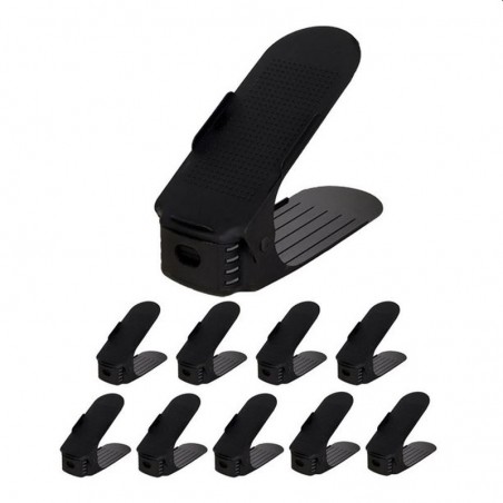Set 10 organizatoare pentru incaltaminte, inaltime ajustabila, plastic, negru