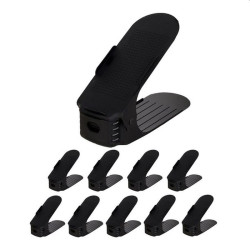 Set 10 organizatoare pentru incaltaminte, inaltime ajustabila, plastic, negru