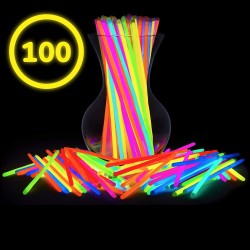 Betisoare bratari luminoase glow sticks, diverse culori, set 100 bucati