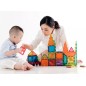 Set constructii magnetic cu 45 piese, multicolor, Magnetic Tiles, castel 3D
