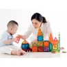 Set constructii magnetic cu 45 piese, multicolor, Magnetic Tiles, castel 3D