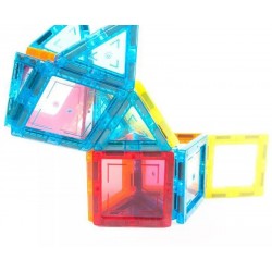 Set constructii magnetic cu 45 piese, multicolor, Magnetic Tiles, castel 3D