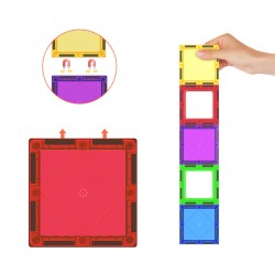 Set constructii magnetic cu 45 piese, multicolor, Magnetic Tiles, castel 3D