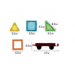 Set constructii magnetic cu 45 piese, multicolor, Magnetic Tiles, castel 3D