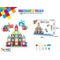 Set constructii magnetic cu 45 piese, multicolor, Magnetic Tiles, castel 3D