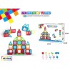 Set constructii magnetic cu 45 piese, multicolor, Magnetic Tiles, castel 3D