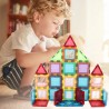 Set constructii magnetic cu 45 piese, multicolor, Magnetic Tiles, castel 3D