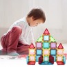 Set constructii magnetic cu 45 piese, multicolor, Magnetic Tiles, castel 3D