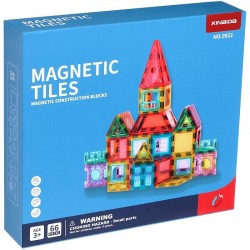 Set magnetic pentru constructii, 66 piese multicolor, plastic transparent, margini magnet