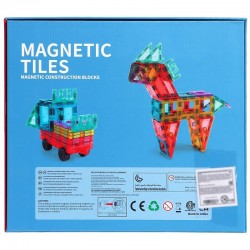 Set magnetic pentru constructii, 66 piese multicolor, plastic transparent, margini magnet