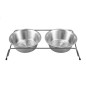Set 2 boluri pentru animale, baza anti-alunecare, otel inoxidabil, 39 x 17.5 x 9 cm