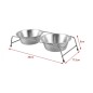 Set 2 boluri pentru animale, baza anti-alunecare, otel inoxidabil, 39 x 17.5 x 9 cm