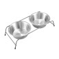 Set 2 boluri pentru animale, baza anti-alunecare, otel inoxidabil, 39 x 17.5 x 9 cm