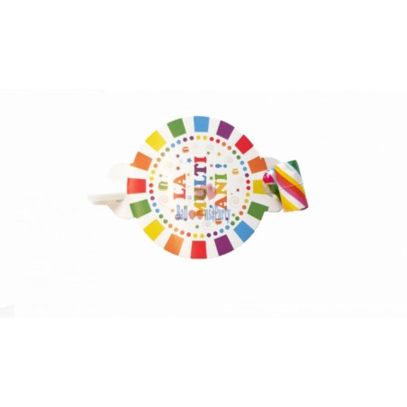 Set 6 suflatori pentru petrecere, imprimeu La Multi Ani, 13 cm