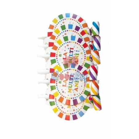 Set 6 suflatori pentru petrecere, imprimeu La Multi Ani, 13 cm