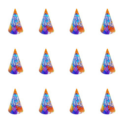 Coif Party Happy Birthday, inaltime cofi 16 cm, set 12 bucati