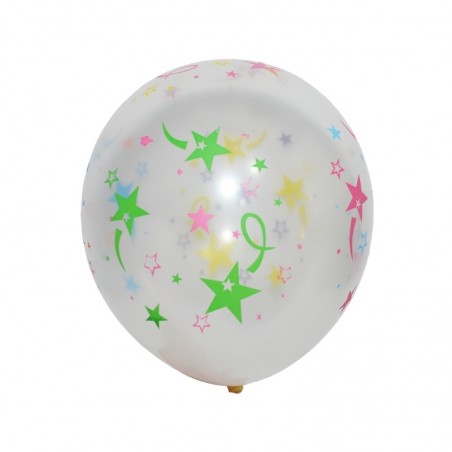 Set 100 baloane, imprimeu colorat diverse desene, latex, umflate cu aer sau heliu