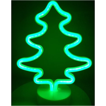 Decoratiune luminoasa bradut, 30 cm, stand rotund, lumina verde