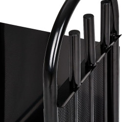 Suport depozitare lemne, 3 accesorii metalice, roti transport, 83x35x30 cm