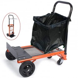 Carucior liza portabil cu 4 roti, suport sac de gunoi, pliabil, transport marfa maxim 80 kg